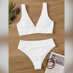 Rib-knit High Waist Bikini Swimsuit